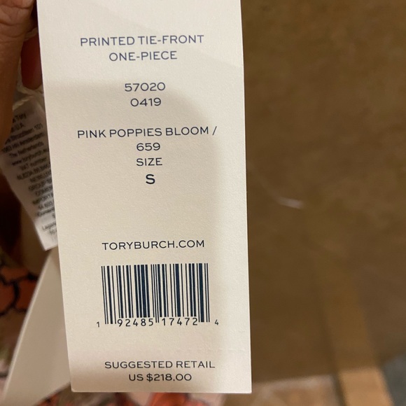 Tory Burch Pink Poppies Bloom Tie Front One-Piece - Picture 7 of 9